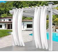 Comlax Rideau d'extérieur avec œillets en haut et en bas - Blanc - Imperméable - Coupe-vent - Brise-vue et protection solaire - Pour véranda, pavillon, pergola, jardins - 1 pièce