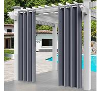 Comlax Rideau d'extérieur résistant aux intempéries, 132x245 cm, gris, opaque, balcon, imperméable, protection contre les regards indiscrets pour véranda/jardin/porte coulissante/tonnelle