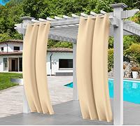 Comlax Rideau d'extérieur résistant aux intempéries - Beige - Avec œillet en haut - Imperméable - Coupe-vent - Brise-vue et protection solaire - Pour véranda, pavillons, pergola, jardins - 1 pièce