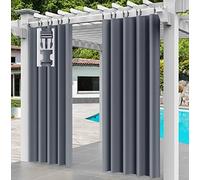Comlax Rideaux d'extérieur - Imperméable - Rideau d'extérieur - Pour balcon, terrasse - Protection UV et coupe-vent - Pour balcon - 1 pièce - Gris - 132 x 215 cm