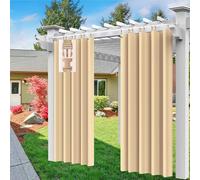Comlax Rideaux d'extérieur - Imperméables - Pour l'extérieur, balcon, terrasse - Protection UV et coupe-vent - 1 pièce - Beige - 132 x 245 cm
