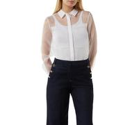 Comma Chemisier en Organza Transparent avec Poches plaquées, Blanc., 46