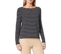 Comma CI T- Shirt Langarm, Jersey rayé Bleu Marine 59 g, 38 Femme