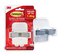 Command 17007-ES Pince à balai, 1 support à balai et 2 bandes adhésives, convient pour ranger les balais et les serpillères jusqu'à 1,8 kg Multicolore