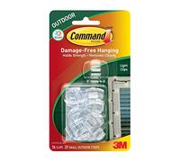 Command 17017clr-aw Clips d'éclairage extérieur, transparent, 16 clips et 20 bandes