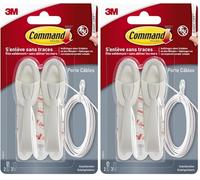 Command 17304 Cintres de câbles (2 crochets en plastique, taille M, jusqu'à 1 kg) 2 crochets et 2 bandes, blanc moyen blanc (Lot de 2)