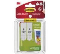 3M Languettes accroche-tableaux Command Petites et Moyennes, 8 paires moyennes, 4 petites, Blanc