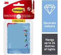 Command 40 Clips De Décoration Transparents Avec 48 Languettes Adhésives - Pour La Décoration Des Guirlandes Lumineuses,Accrochage Sans Dommage