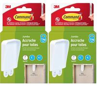 Command Accroche Toile, Grande Taille (XL), Blanc - 1 Crochet, 4 Grandes Languettes - Sans Outils - Fixation sans Dommages, 2 kg (Lot de 2)