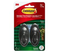 Command All Weather Hooks and Strips, Plastic, Medium, 2 Hooks & 4 Strips/pk