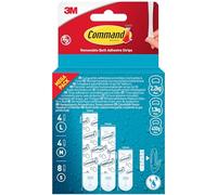 Command Assortiment de Recharges de Languettes Adhésives Résistantes à l'Eau pour Salle de Bain - 4 Grandes, 4 Moyennes et 8 Petites Languettes - Sans Outils - Fixation Sans Dommage
