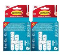 Command Assortiment de Recharges de Languettes Adhésives Résistantes à l'Eau pour Salle de Bain - 4 Grandes, 4 Moyennes et 8 Petites Languettes - Sans Outils - Fixation Sans Dommage (Lot de 2)