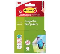 Command Bandes de Suspension pour Petites Photos, Lot de 12 Bandes Adhésives, Blanches - Fixation sans Dommage - Pour Posters, Cadres et Miroirs
