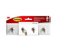 Command Barrette Porte-Clés Blanc Nacré - 1 Barrette Porte-Clés et 6 Petites Languettes - Accrochage sans Dommage