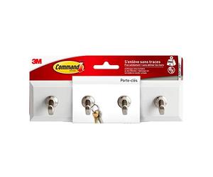 Command Barrette Porte-Clés Blanc Nacré - 1 Barrette Porte-Clés et 6 Petites Languettes - Accrochage sans Dommage