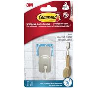 3M Command Crochet de bain 1 tête BATH33-SN-ES Nickel satiné