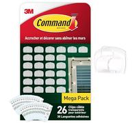 Command Clips de Décoration pour Extérieur, 26 Mini Crochets Transparents et 30 Bandes Adhésives - Pour Accrocher et Décorer Sans Abîmer
