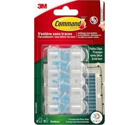 3M – Crochet adhésif, petits clips transparents pour déco extérieur, blanc – Lot de 8