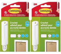 Command Crochet Accroche Adhésive pour Tableaux, Blanc - 1 Crochet, 2 Languettes - Résistant à l'eau - Accrochage Sans Dommage, 2kg (Lot de 2)
