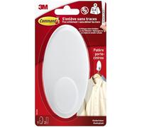 Command Crochet Adhésif Blanc pour Vêtements - 1 Patère Porte-Ceintures avec 2 Grandes Bandes - Sans Outil - Accrochage Sans Dommage