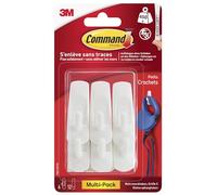 Command Crochet Blanc - Lot de 6 petits crochets et 12 languettes pour l'intérieur - Accrochage sans Dommage - Supporte jusqu’à 450 g