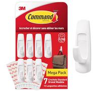 Command Crochet Blanc, Paquet Économique - Lot de 7 Crochets et 12 Languettes, 2.2 kg - Pour Accrocher et Décorer Sans Abîmer