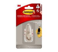 3M Crochet métal nickel brossé petit modèle – 1 crochet, 2 languettes, intérieur, sans dommage