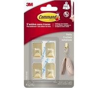 Command Crochet Déco Doré, Petit Modèle, 4 Crochets, 5 Languettes Transparentes - Sans Outils - Pour Accrocher et Décorer Sans Abîmer