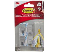 Command Crochet Déco Métal Inox Petit Modèle - 4 Crochets, 5 Languettes pour l'intérieur - Accrochage sans Dommage