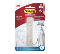 Command™ Crochet double salle de bains Nickel Grand modèle