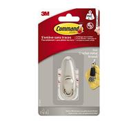 Command Crochet Métal Nickel Brossé Petit Modèle - 1 Crochet, 2 Languettes pour l'intérieur - Accrochage sans Dommage
