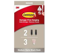 Command Crochet Noir Mat moyen Modèle - 2 Crochets et 3 Moyennes Languettes, 1,3 kg - Accrochage sans Dommage