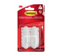 3M - Crochet adhésif - Ovale moyen - Crochet pointe plastique - Supporte 1,3 kg - Blanc - Lot de 2