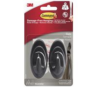 Command Crochet Plastique Gris Anthracite - 2 Crochets, 4 Moyennes Languettes - Accrochage Sans Dommage