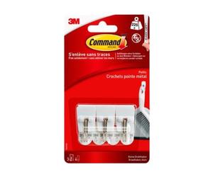 Command™Crochet plastique pointe métal Blanc Petit Modèle