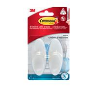 3M Crochet adhésif ovale moyen translucide – crochet pointe plastique 1,3 kg, lot de 2