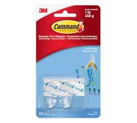 Command Crochet Transparent Petit Modèle avec Languettes Transparentes, 2 Crochets + 4 Languettes - Pour Accrocher et Décorer Sans Abîmer