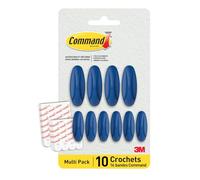 Command Crochets Adhésifs Couleur Bleu Arctique - 10 crochets (4 grands, 6 moyens) & 16 languettes adhésives (8 grandes, 8 moyennes) - Accrochez, décorez & organiser sans dommage