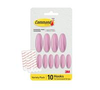 Command Crochets Adhésifs Couleur Lilas - 10 crochets (4 grands, 6 moyens) & 16 languettes adhésives (8 grandes, 8 moyennes) - Accrochez, décorez & organiser sans dommage