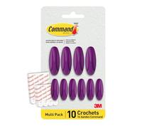 Command Crochets Adhésifs Couleur Prune - 10 crochets (4 grands, 6 moyens) & 16 languettes adhésives (8 grandes, 8 moyennes) - Accrochez, décorez & organiser sans dommage