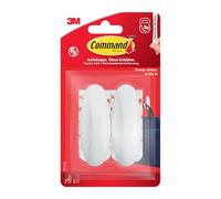Command Crochets adhésifs, taille M, blancs, lot de 2 crochets autocollants et 4 bandes adhésives, crochet pour mur, porte de porte, organisation sans perçage, peut supporter 1,3 kg