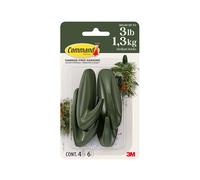 Command Crochets de designer de taille moyenne, vert romarin, 4 crochets, 6 bandes, suspension sans dommages, avec adhésif, sans outils, idéal pour accrocher la décoration d'intérieur, peut supporter