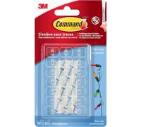 3M Crochets déco clip Command – Transparent – Lot 20 crochets + 24 languettes