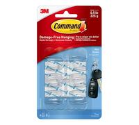 Command Crochets de Fixation, Lot de 6 Mini-Crochets et 8 Petites Bandes Adhésives, Transparents - Crochets pour Décoration, Guirlande Lumineuse, Adhérant au Mur - Accrochage sans Dommage
