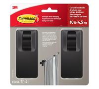 Command Crochets de tringle à rideaux [amovibles] : 2 crochets (noir mat) / 2 crochets