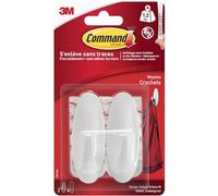 Command Crochets Design Moyen, Modèle Blanc - Lot de 2 Crochets et 4 Languettes Moyennes - Pour Accrocher et Décorer Sans Abîmer