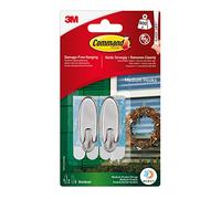Command Crochets moyens transparents, 2 crochets + 4 bandes adhésives - Utilisation en extérieur - Convient pour accrocher des objets jusqu'à 900 g - Suspension sans dommage