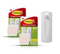 Command Crochets muraux en dents de scie pour accrocher des cadres en dents de scie dans les espaces de vie, 8 cintres blancs et 16 bandes Command