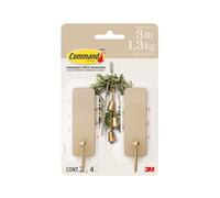 Command Crochets muraux moyens, marron latte, 2 crochets, 4 bandes, suspension sans dommages, avec adhésif, sans outils, idéal pour accrocher la décoration d'intérieur, peut supporter jusqu'à 1,3 kg