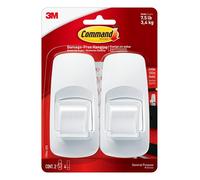 Command Crochets utilitaires Jumbo - Crochets muraux sans dommages avec bandes adhésives - Crochets muraux sans outils pour accrocher des décorations dans les espaces de vie - 2 crochets blancs et 4